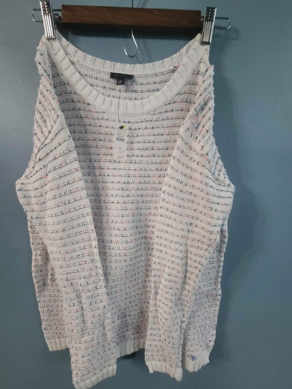 Talbots White Knit Sweater with Pastel Speckle